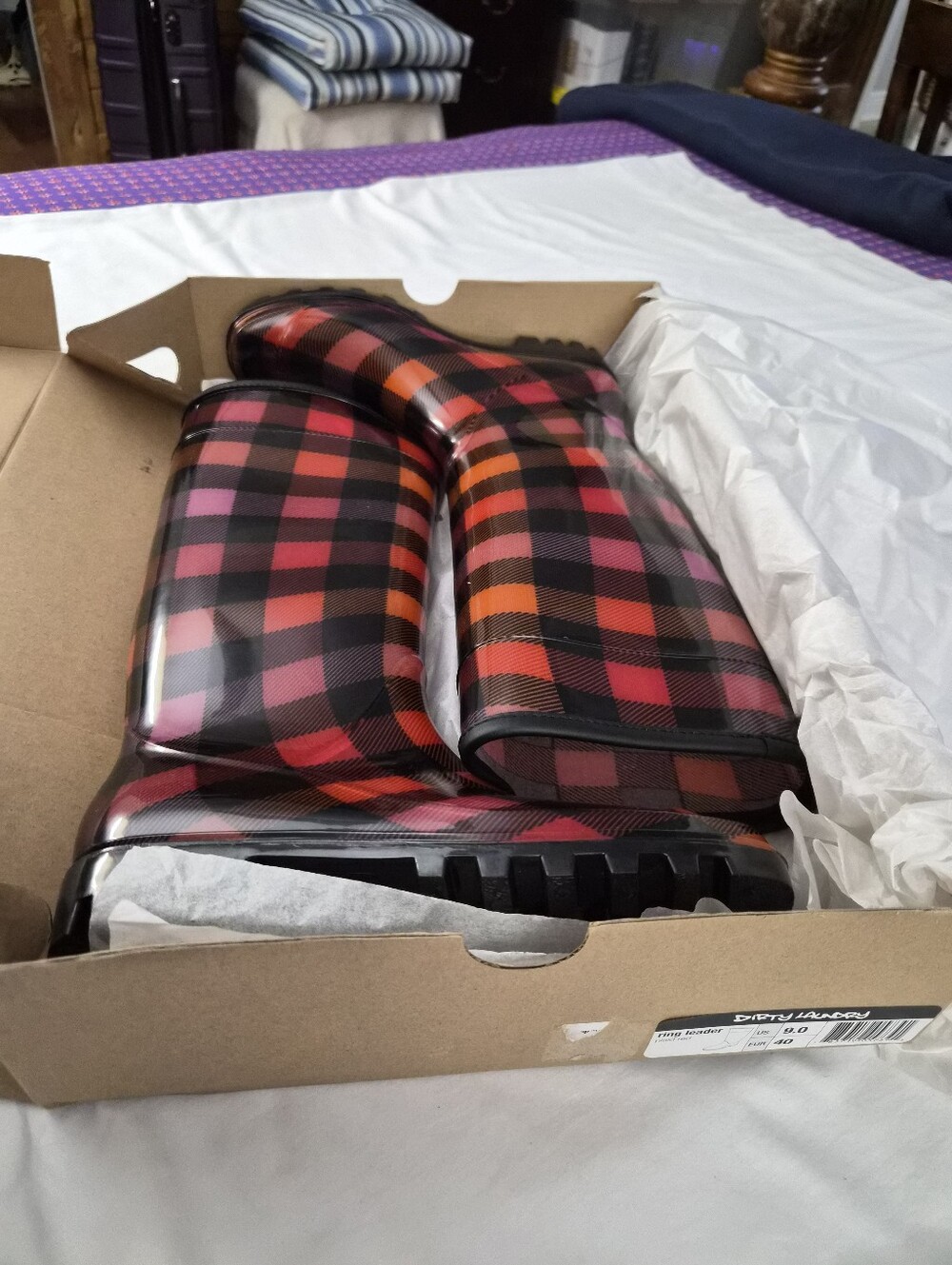 Dirty Laundry Ring Leader Plaid Rain Boots